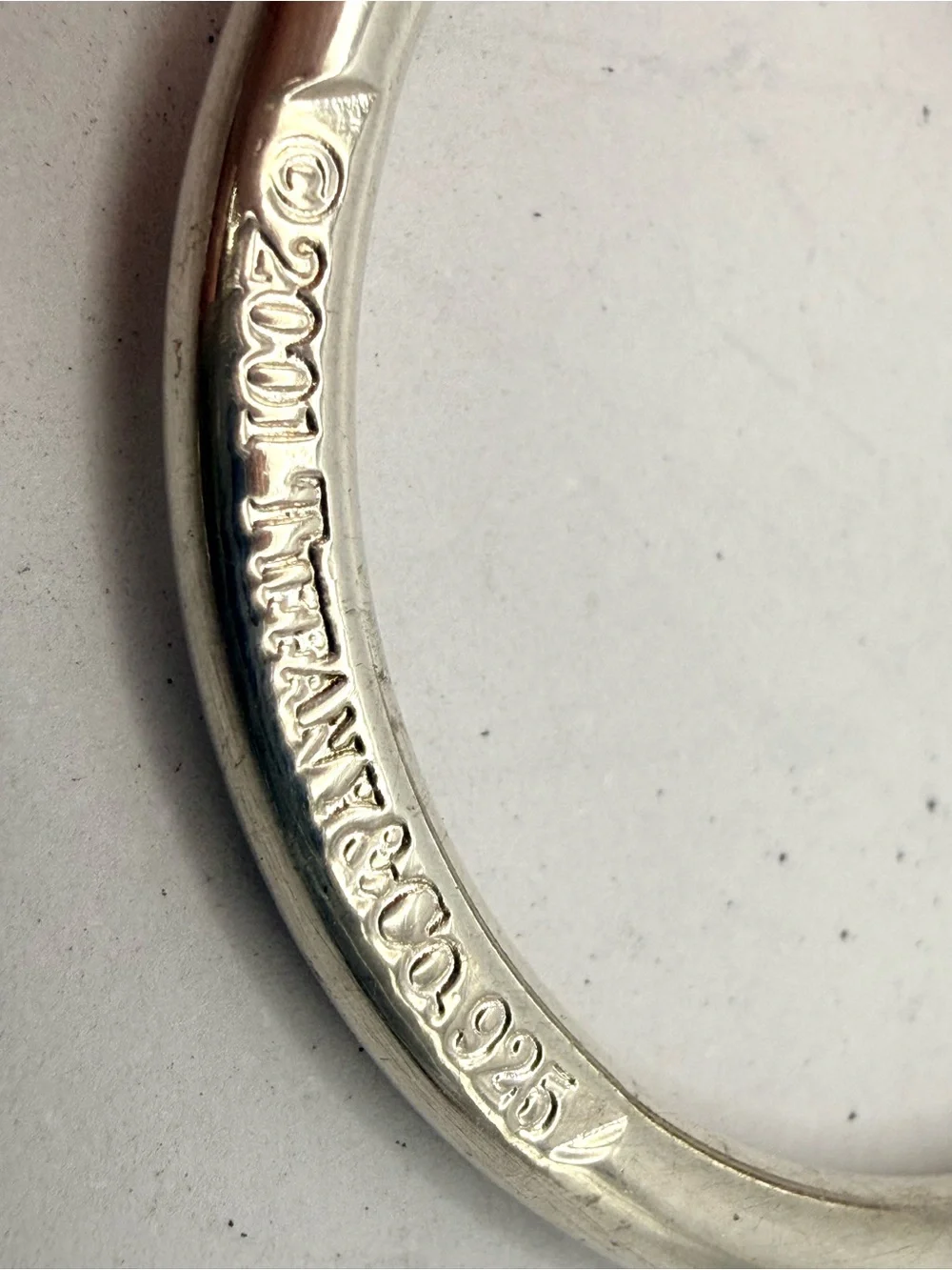Tiffany & Co. Sterling Silver 'Please Return' Oval Tag Key Ring - Silver Large